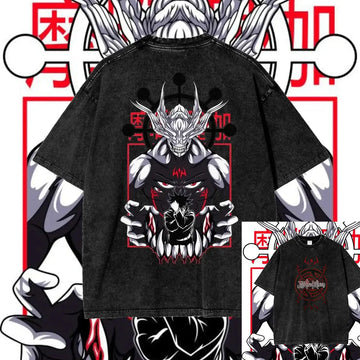 Divine Pact – Megumi Fushiguro Graphic Tee | Washed Black / s | Jujutsu Kaisen