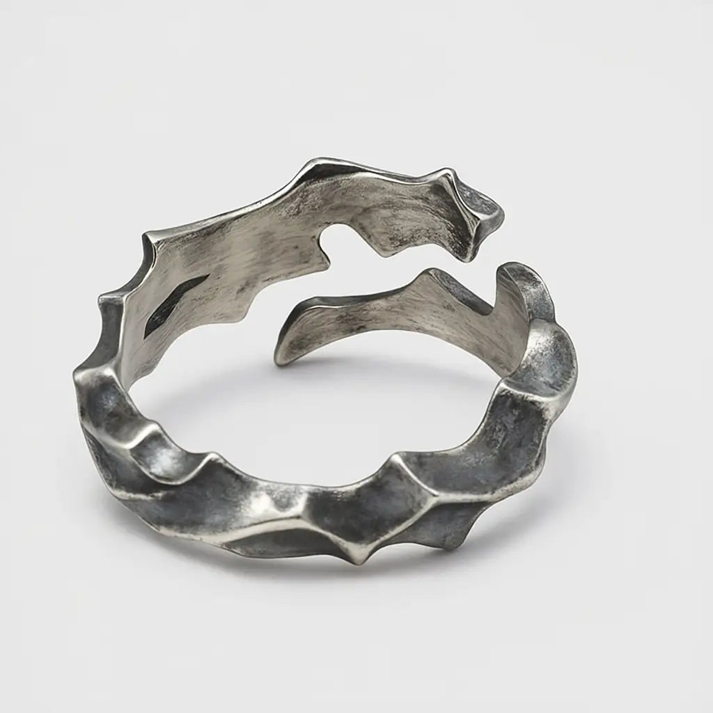 Ashen Thorns Branch Ring | Oxidized Silver | Anime Accessories & Merch