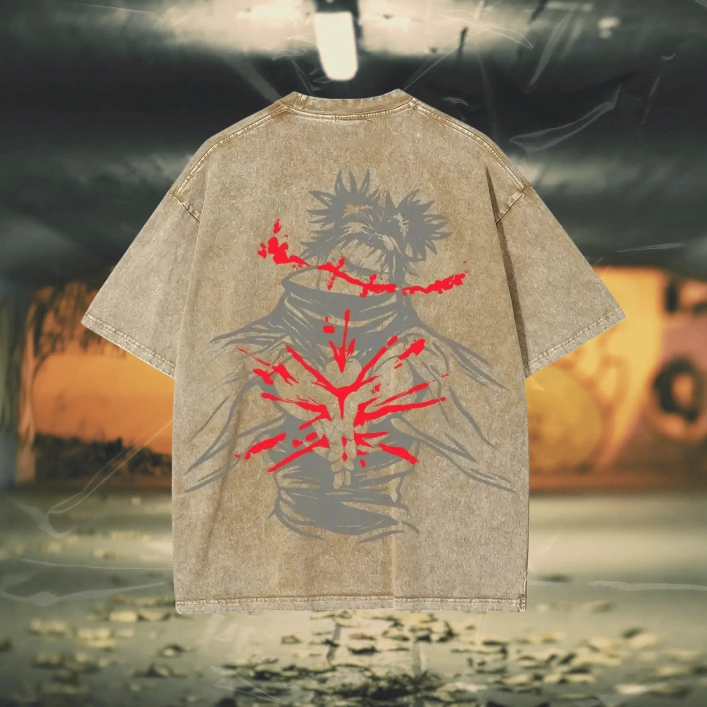 Choso Blood Art Tee – Jujutsu Kaisen | Washed Khaki / s