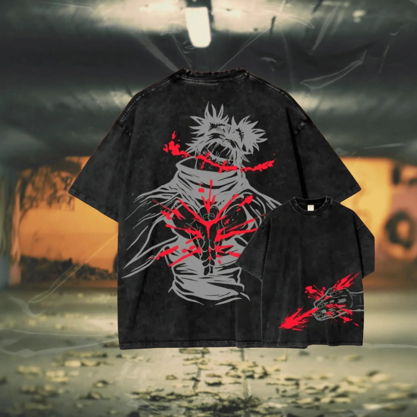 Choso Blood Art Tee – Jujutsu Kaisen | Washed Black / s