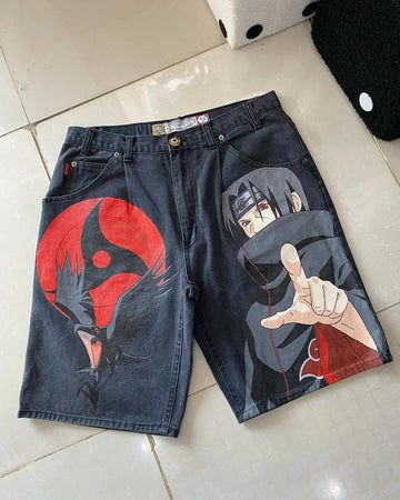 Itachi Jean Shorts | Black Wash / s | Anime Streetwear