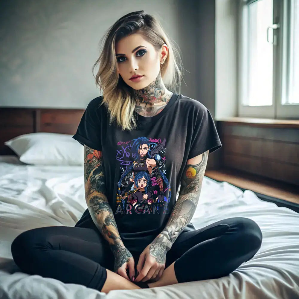 Jinx Arcane Graphic Tee | Premium Anime Streetwear T-shirt by Free Shipping