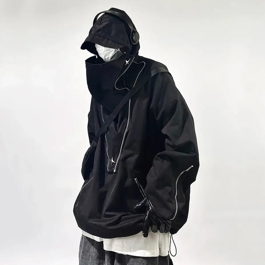 Overcast Utility Techwear Jacket – Oversized Hooded Street Coat by Free Shipping