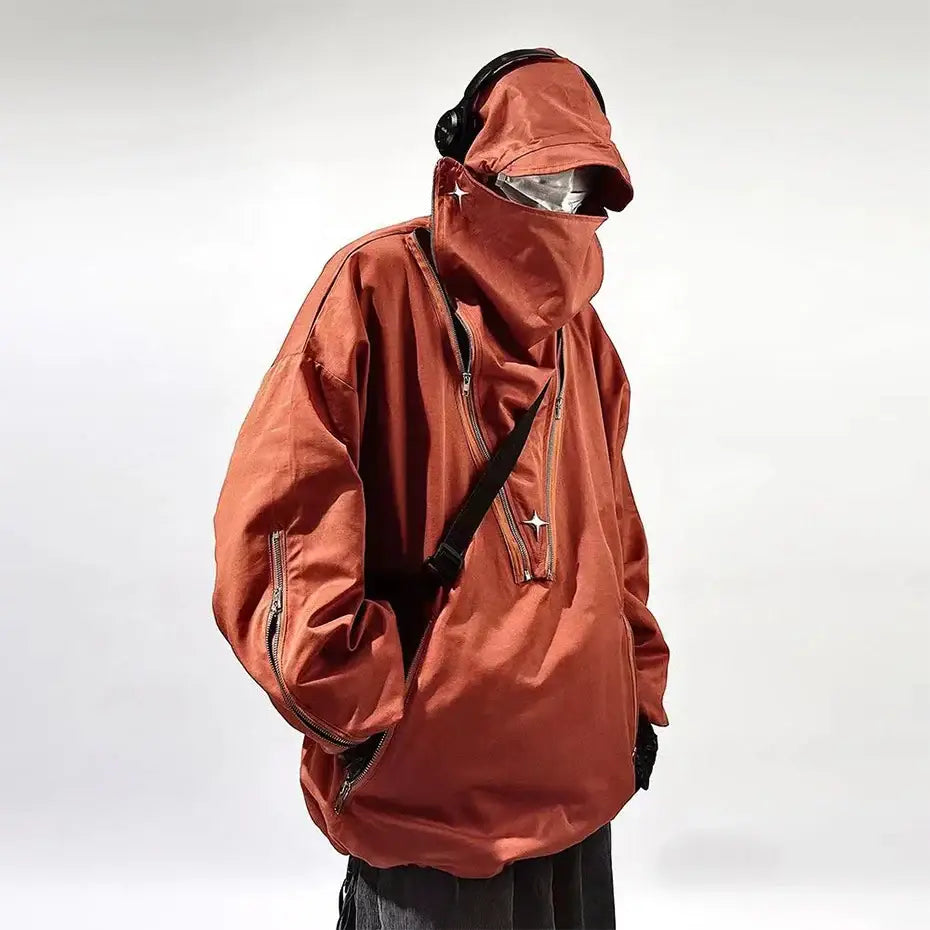Overcast Utility Techwear Jacket – Oversized Hooded Street Coat by Free Shipping