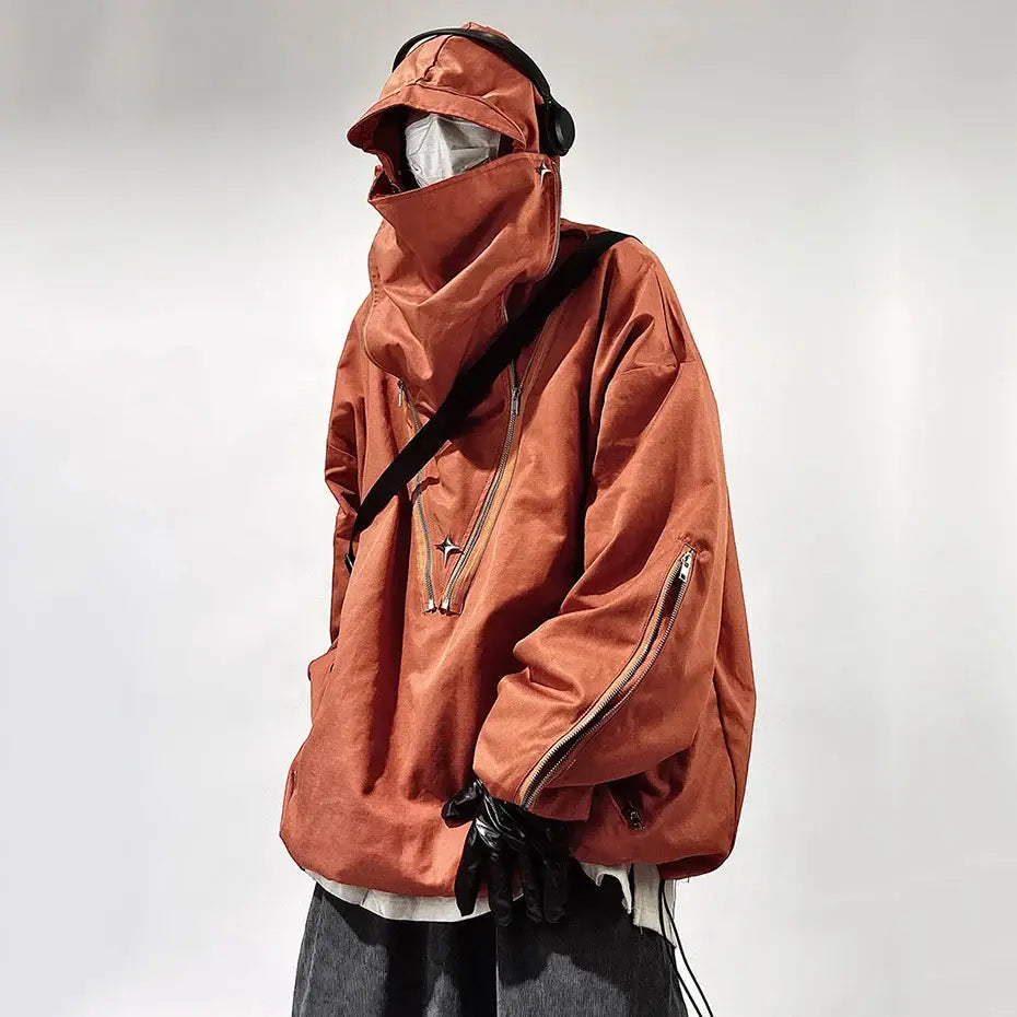 Overcast Utility Techwear Jacket – Oversized Hooded Street Coat by Free Shipping