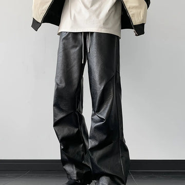 Ronin Pants – Loose Fit Faux Leather Baggy Streetwear | Obsidian / Xs