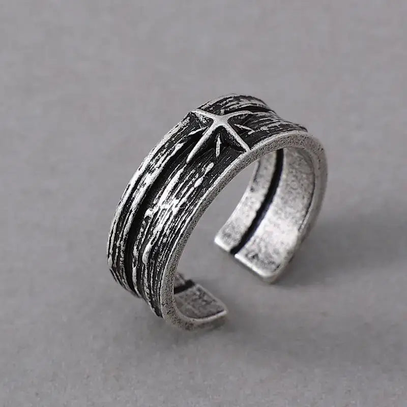 Starcross Adjustable Ring – Silver Punk Edition | Midnight / Resizable | Anime Accessories & Merch