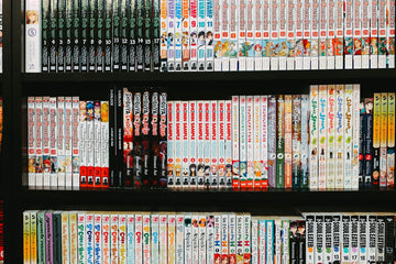 assorted-title books on rack