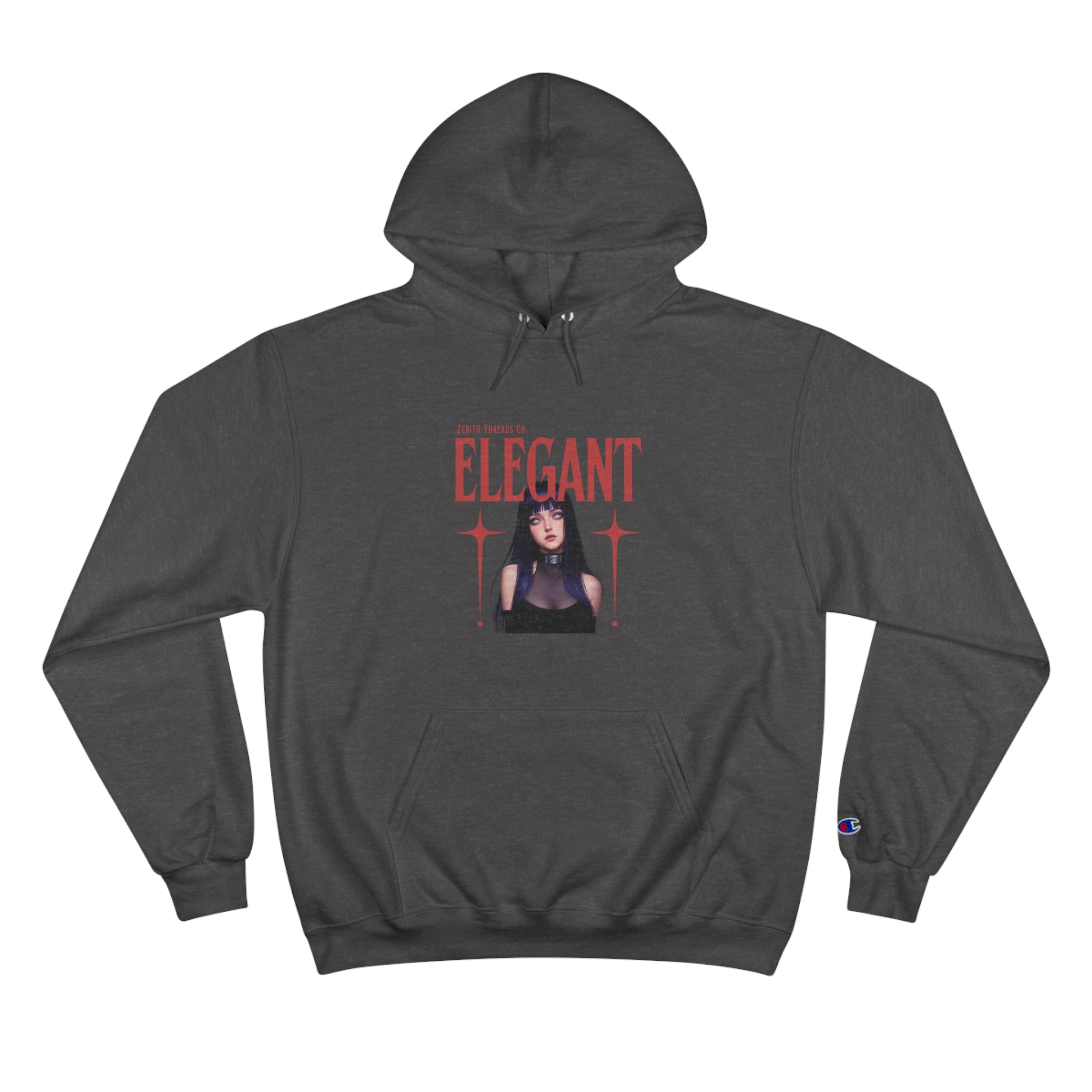 Elegant Hinata Champion Hoodie – Naruto Inspired Streetwear Hoodie - Charcoal Heather / S - Hoodie