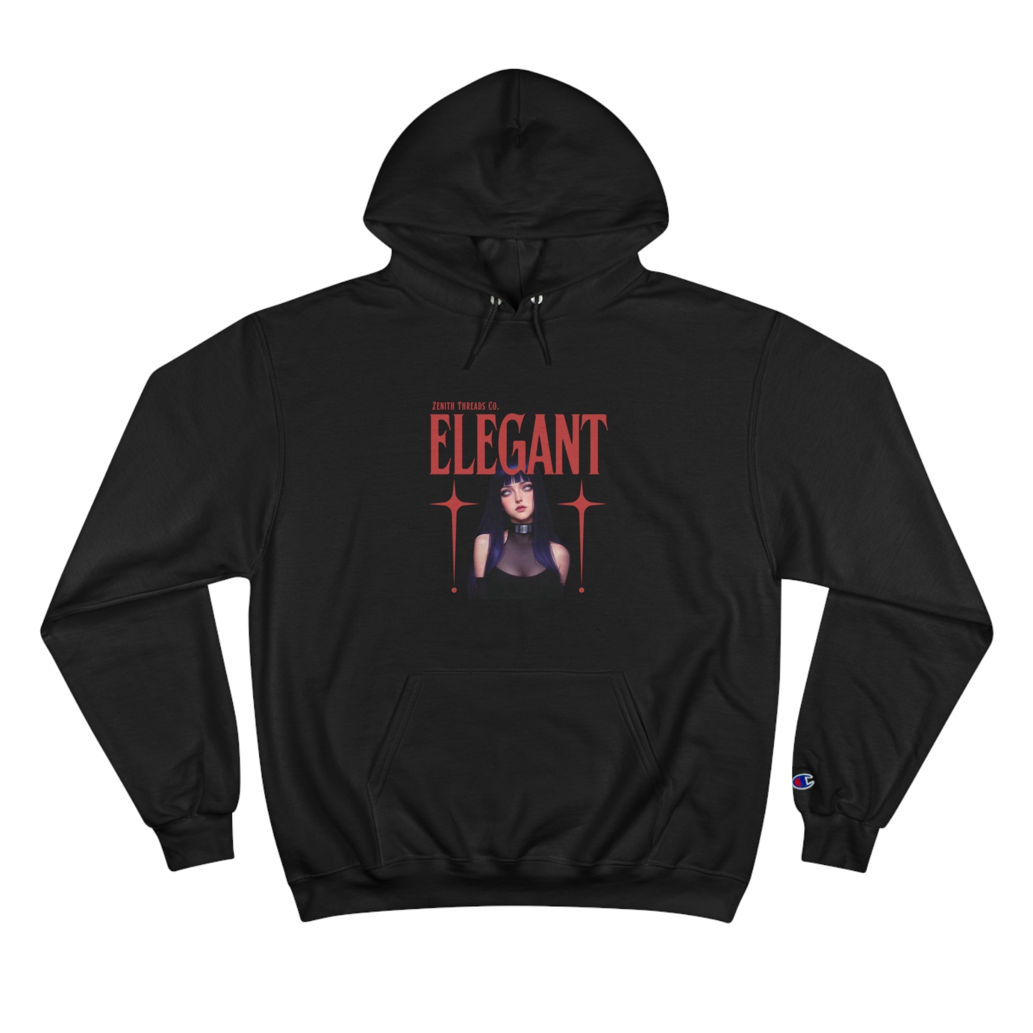 Elegant Hinata Champion Hoodie – Naruto Inspired Streetwear Hoodie - Black / S - Hoodie