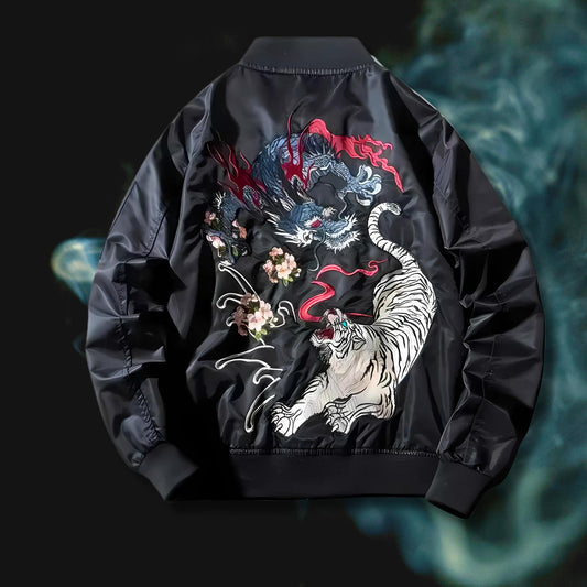 Dragon Tiger Embroidered Bomber