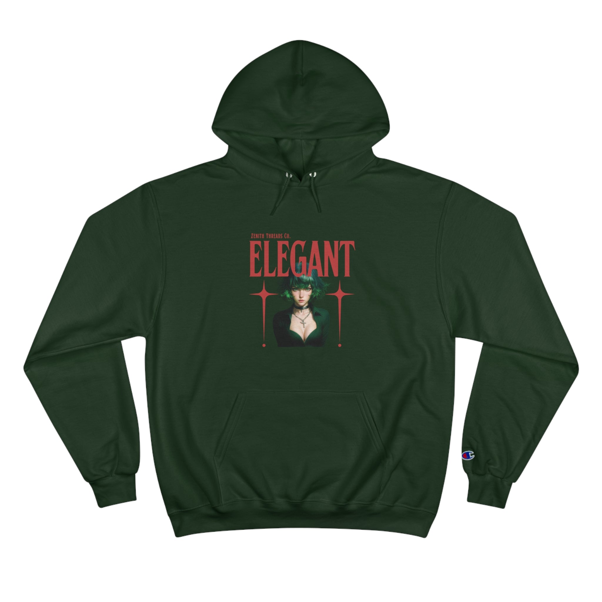 Elegant Tatsumaki Champion Hoodie – My Hero Academia Inspired Streetwear - Dark Green / S - Hoodie