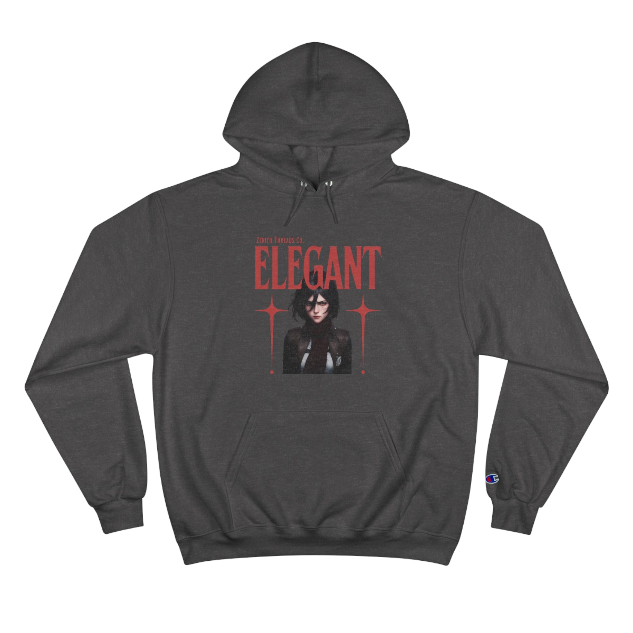 Elegant Mikasa Ackerman Champion Hoodie – Attack on Titan Inspired Streetwear - Charcoal Heather / S - Hoodie