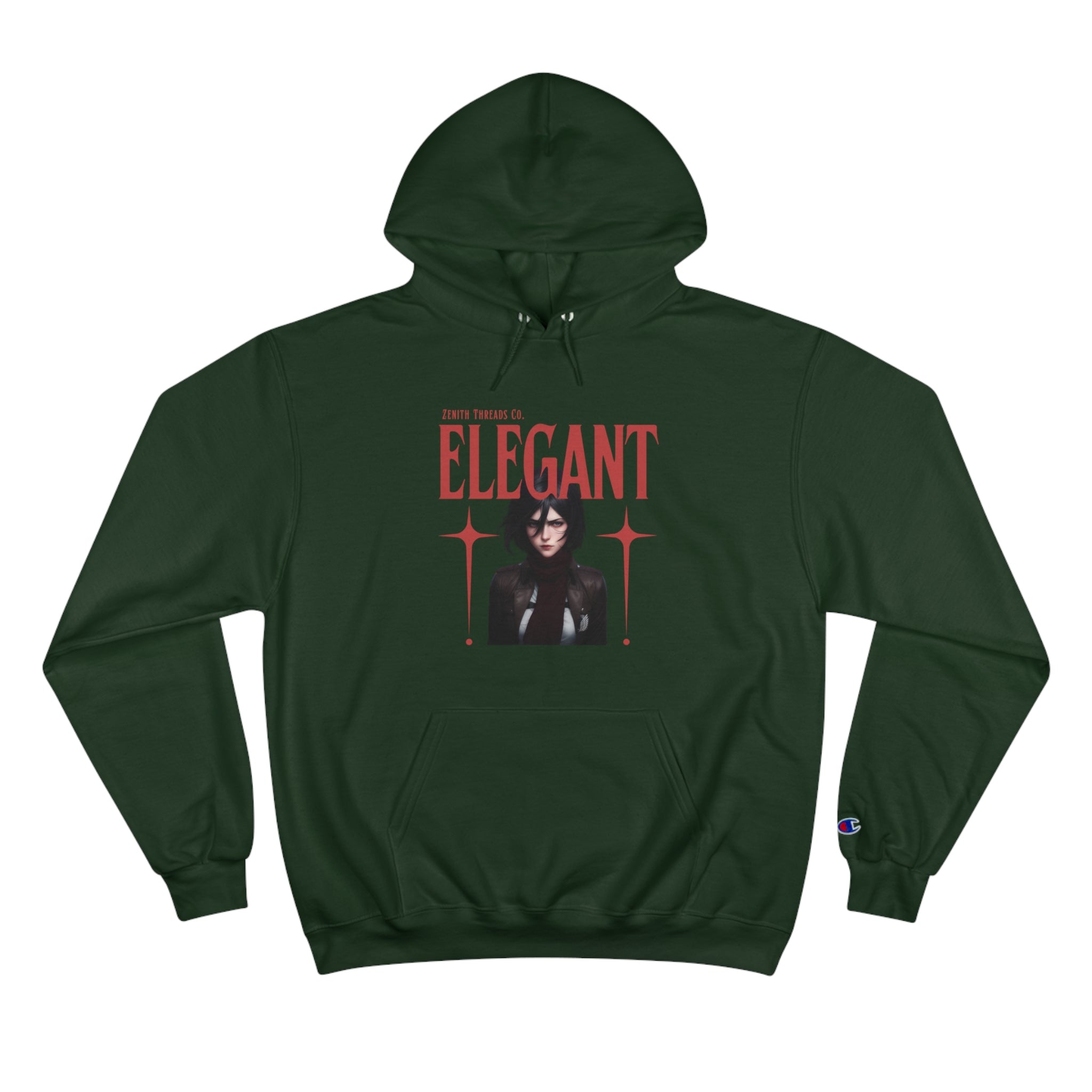 Elegant Mikasa Ackerman Champion Hoodie – Attack on Titan Inspired Streetwear - Dark Green / S - Hoodie