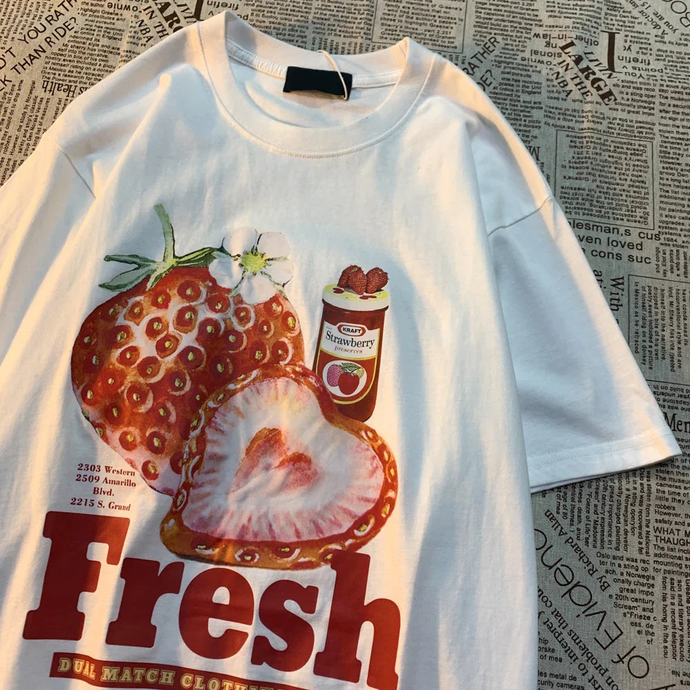 Strawberry Dream Tee – Japan Streetwear Retro Style - T-Shirt