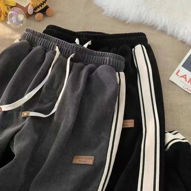 Corduroy Striped Women Streetwear Sweatpants - Sweatpants