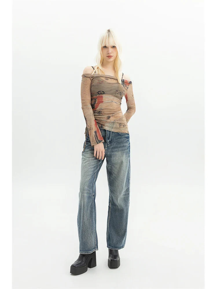 Baggy Blue Vintage Denim Jeans High Waist - Jeans