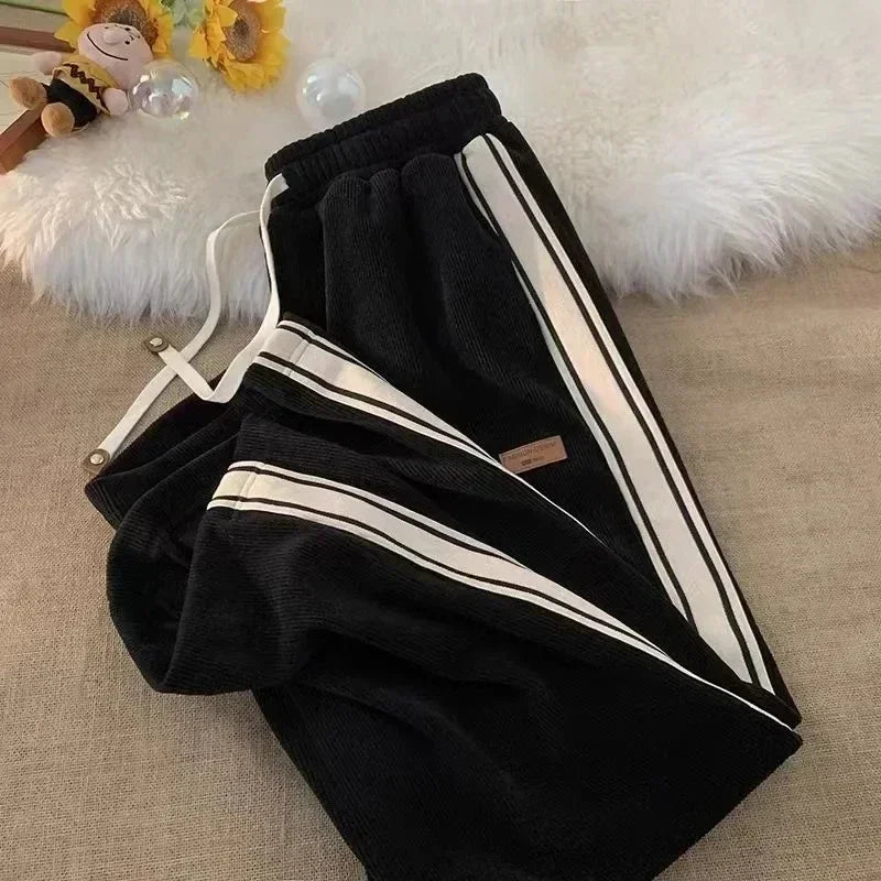 Corduroy Striped Women Streetwear Sweatpants - Sweatpants