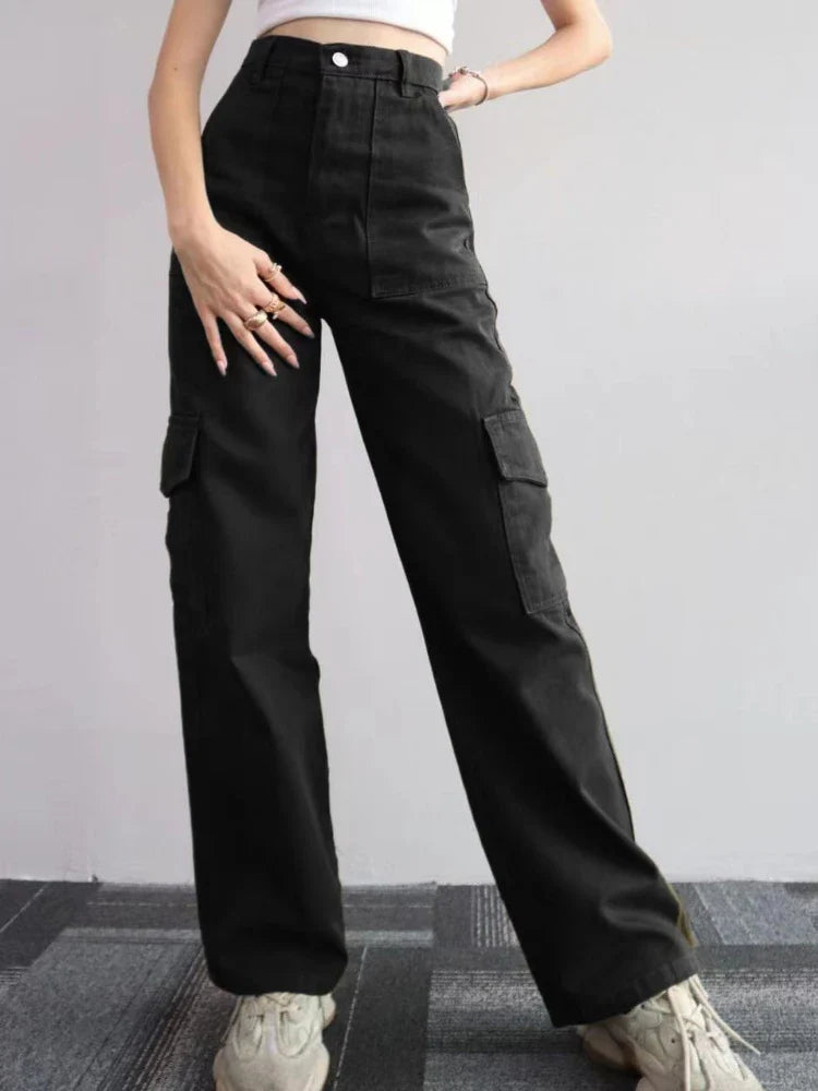 Y2K Women Vintage Cargo Pants - Black / 3XL - Cargo Pants