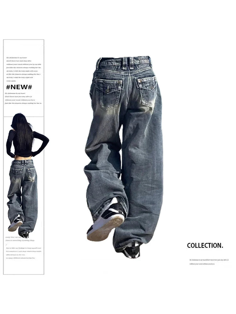 Baggy Blue Vintage Denim Jeans High Waist - Jeans