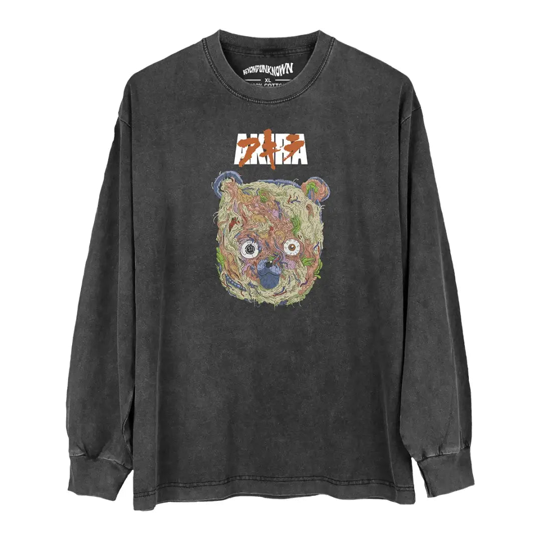 Akira Anime Tee - Katsuhiro Otomo Classic Manga Graphic Shirt | Washed Black Long Sleeve / Xl | Streetwear