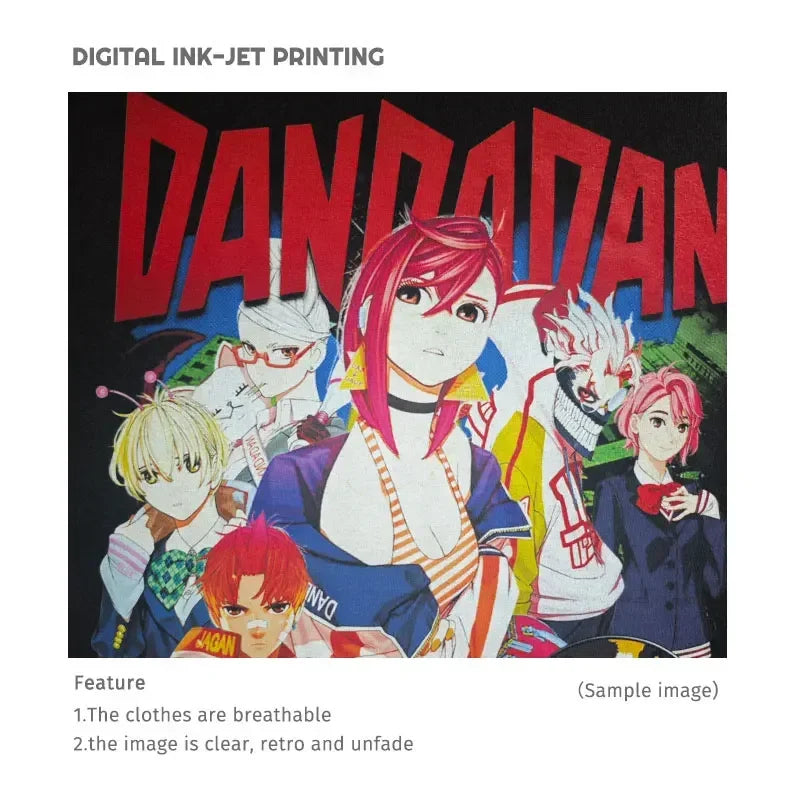 Anime-style graphic tee from Dandadan, perfect for summer style and casual tops