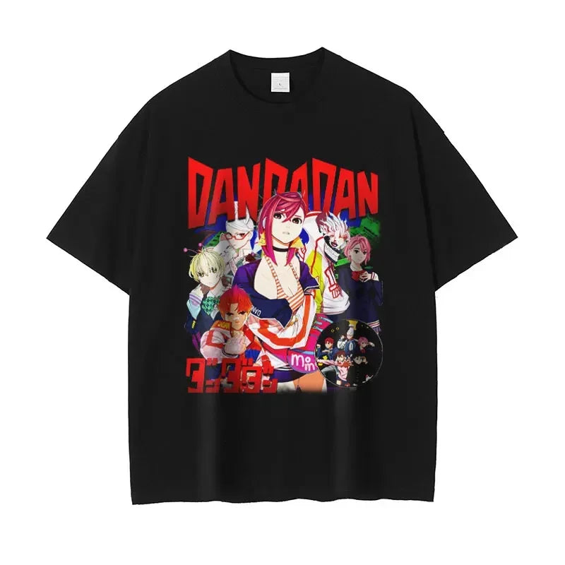 Black Dandadan vintage anime tee showcasing summer style - perfect for trendy tops