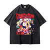 Black graphic t-shirt in Dandadan vintage anime tee, perfect for summer style tops