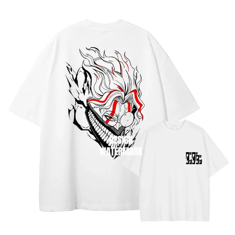 White t-shirt featuring clown graphic, perfect for summer style tops