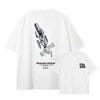 White graphic t-shirts from Dandadan featuring summer style for trendy tops