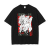 Black t-shirt featuring an anime character graphic, perfect for summer style tops