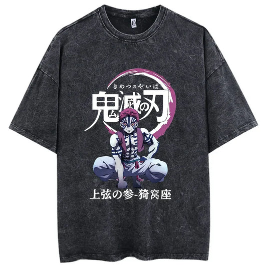 Gray graphic tee featuring an anime character, perfect for Japanese streetwear enthusiasts