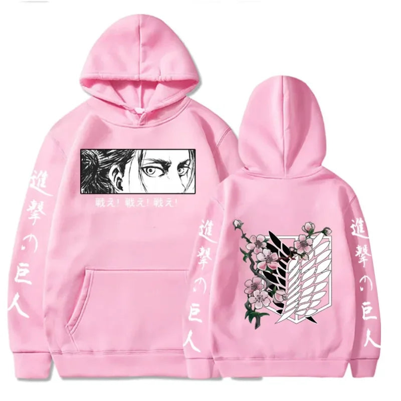 Pink Attack on Titan hoodie for anime inspired spring adventures