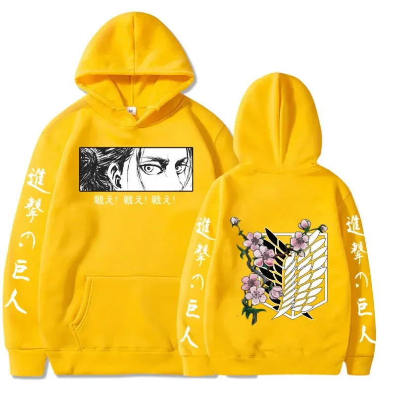 Yellow Attack on Titan hoodie for anime inspired spring adventures