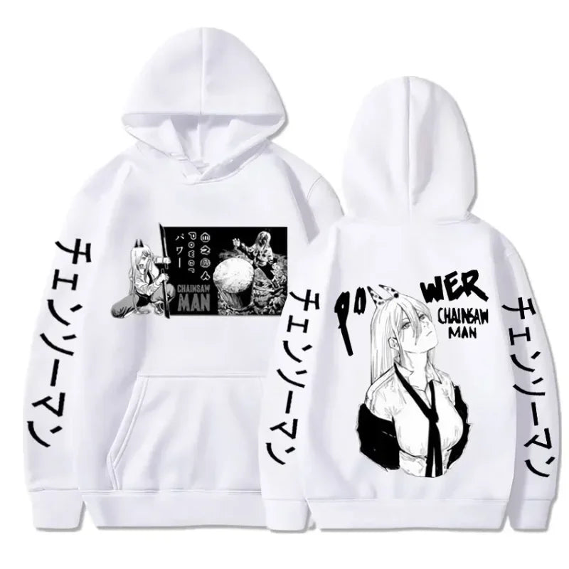 White anime-themed hoodie from Anime Inspired Graphic Tee Japanese Streetwear collection