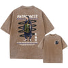 Brown graphic tee featuring anime design, perfect for Japanese streetwear enthusiasts