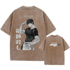 Brown graphic tees featuring anime designs for Japanese streetwear enthusiasts