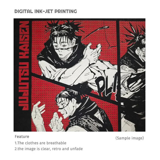 Anime-themed breathable Jujutsu Kaisen Gojo Vintage Washed Graphic Tee with vibrant print