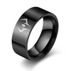 Black stainless steel Jujutsu Kaisen ring featuring a white symbol of Ryōmen Sukuna