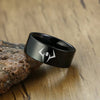 Black stainless steel Jujutsu Kaisen ring featuring white symbol of Ryōmen Sukuna