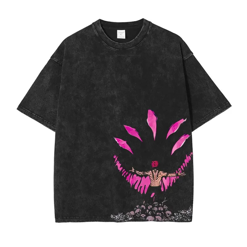 Black graphic t-shirt featuring Gojo Satoru and Toji Fushiguro from Jujutsu Kaisen