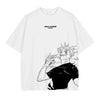 White Jujutsu Kaisen vintage tee featuring Gojo Satoru and Toji Fushiguro graphic