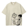 Beige t-shirt featuring Gojo Satoru and Toji Fushiguro from Jujutsu Kaisen