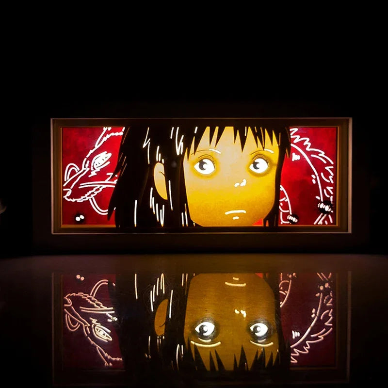 Illumiscene anime shadow box featuring paper-cut shadow art of Zoro illuminated beautifully