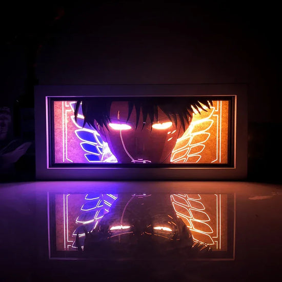 Illumiscene anime shadow light box featuring illuminated paper-cut shadow art of Zoro