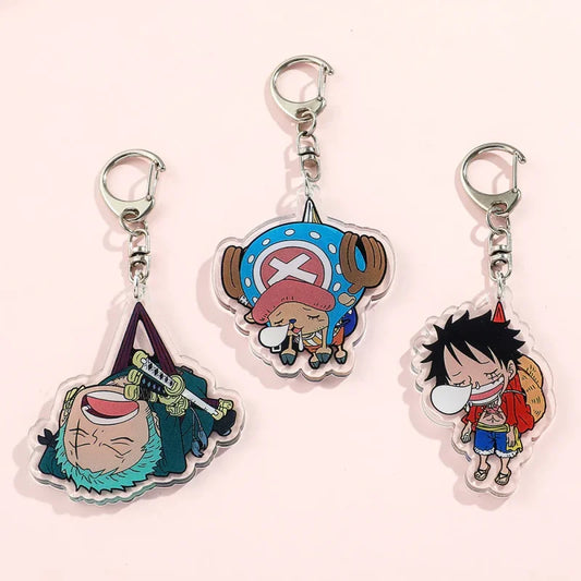 Luffy and Roronoa Zoro keychain set for One Piece fans featuring Zoro keychain designs