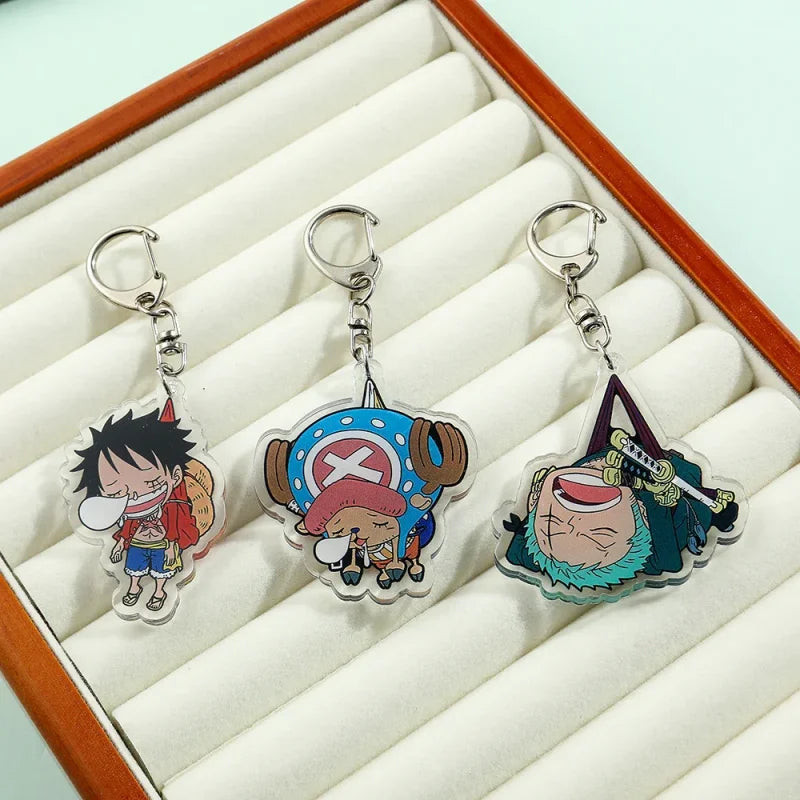 Luffy and Roronoa Zoro keychain set for One Piece fans featuring Zoro keychain design