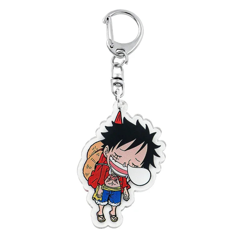 Cartoon Luffy keychain from the Roronoa Zoro keychain set for One Piece fans