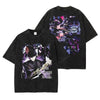 Black graphic t-shirt featuring Solo Leveling vintage anime streetwear with Sung Jin-Woo