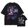 Black graphic t-shirts featuring Solo Leveling vintage anime streetwear with Sung Jin-Woo